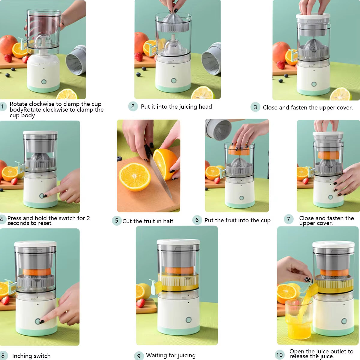 1PC Electric Juicer Orange Juice Juicer USB Rechargeable Citrus Lemon Juicer Wireless Fruit Blender Automatic Fresh Juicer