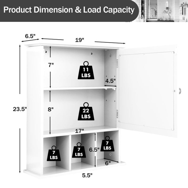 Wall Mounted and Mirrored Bathroom Cabinet