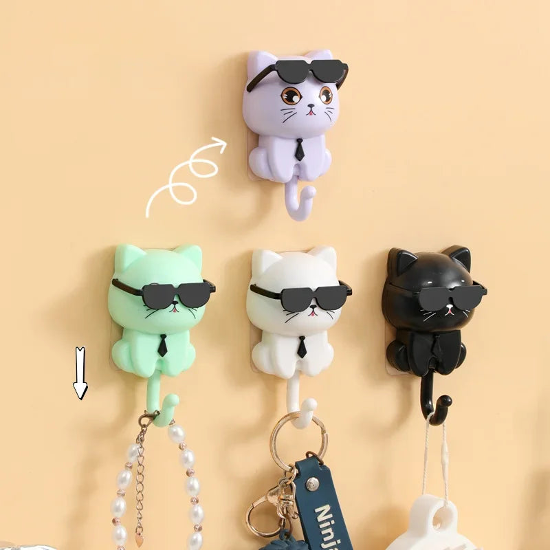 1Pcs Kitten Hooks Cartoon Cats Gravities Induction Decorative Hooks Storage Racks for Keys Umbrellas Towels Adhesive Hooks