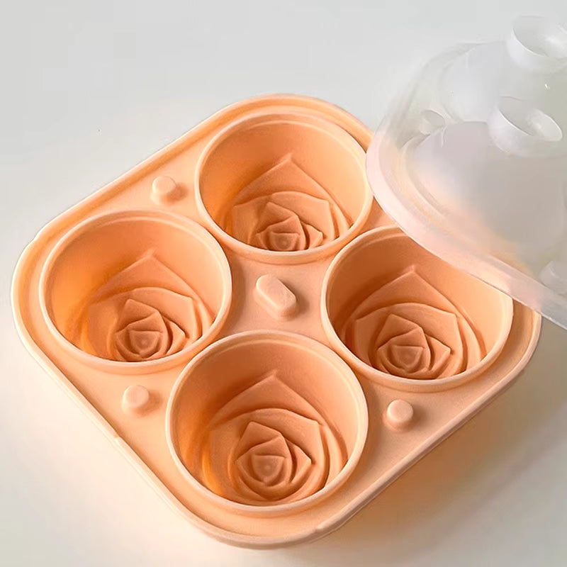 Elegant Rose Shaped Ice Cube Mold Reusable Silicone Icetray Flower Ice Ball Mold Food Grade for Effortless Dessert Summer Drinks