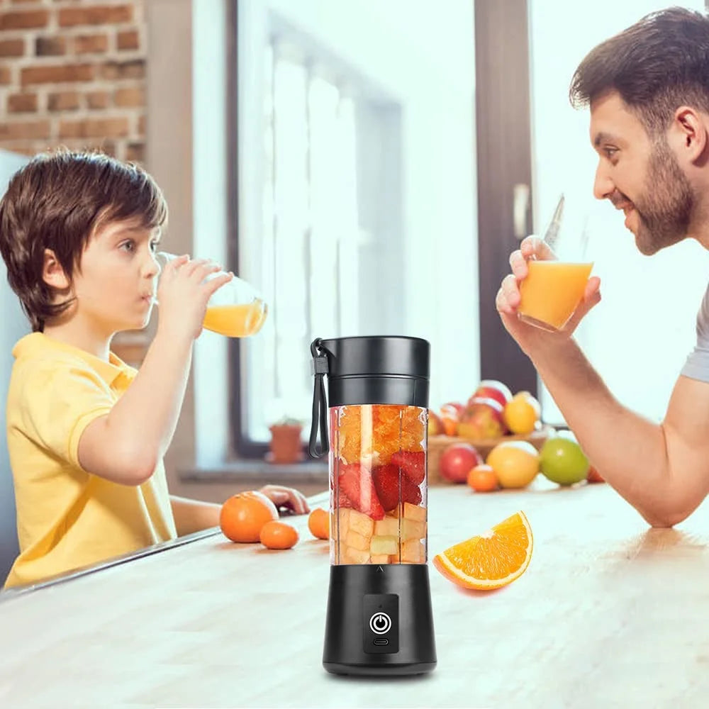 Portable Blender Cup,Electric USB Juicer Blender,Mini Blender Portable Blender for Shakes and Smoothies, Juice,380Ml, Six Blades Great for Mixing,