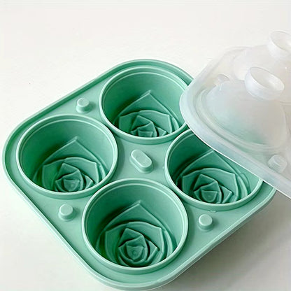 Elegant Rose Shaped Ice Cube Mold Reusable Silicone Icetray Flower Ice Ball Mold Food Grade for Effortless Dessert Summer Drinks