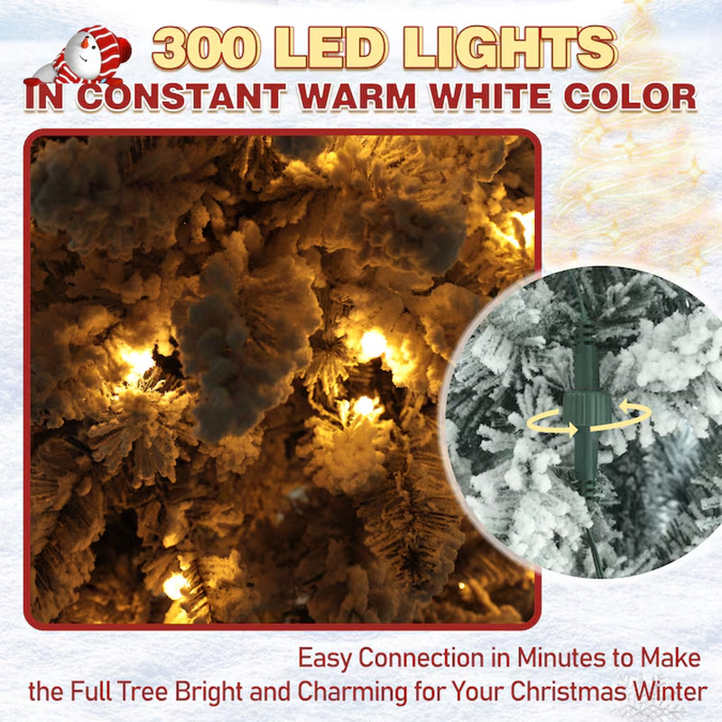 5-Ft Pine Pre-Lit Pencil Flocked White Artificial Christmas Tree with White LED Lights