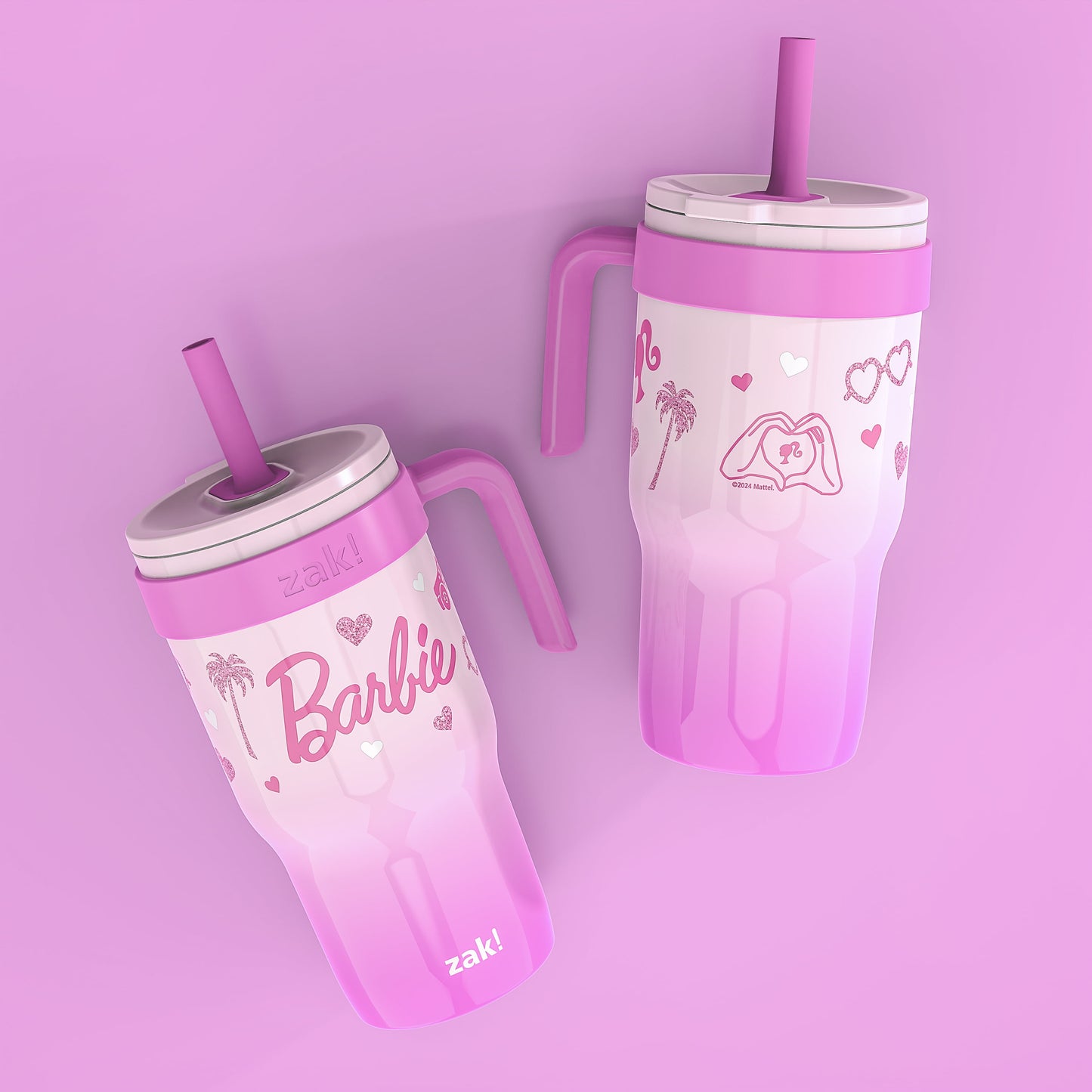 18Oz Barbie Kids Straw Handle Tumbler, Stainless Steel Vacuum Insulated Cruiser Tumbler with Silicone Straw Utilizing Leak-Proof Valve, Travel Straw Tumbler with Handle