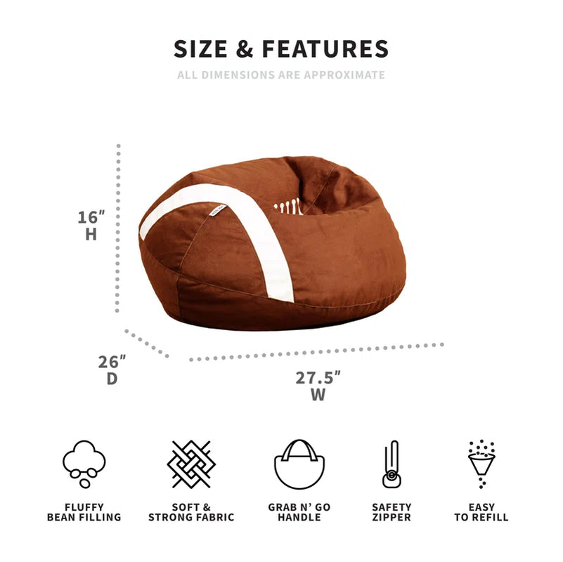 Sports Ball Bean Bag Chair, Soft Polyester, 2.5 Feet