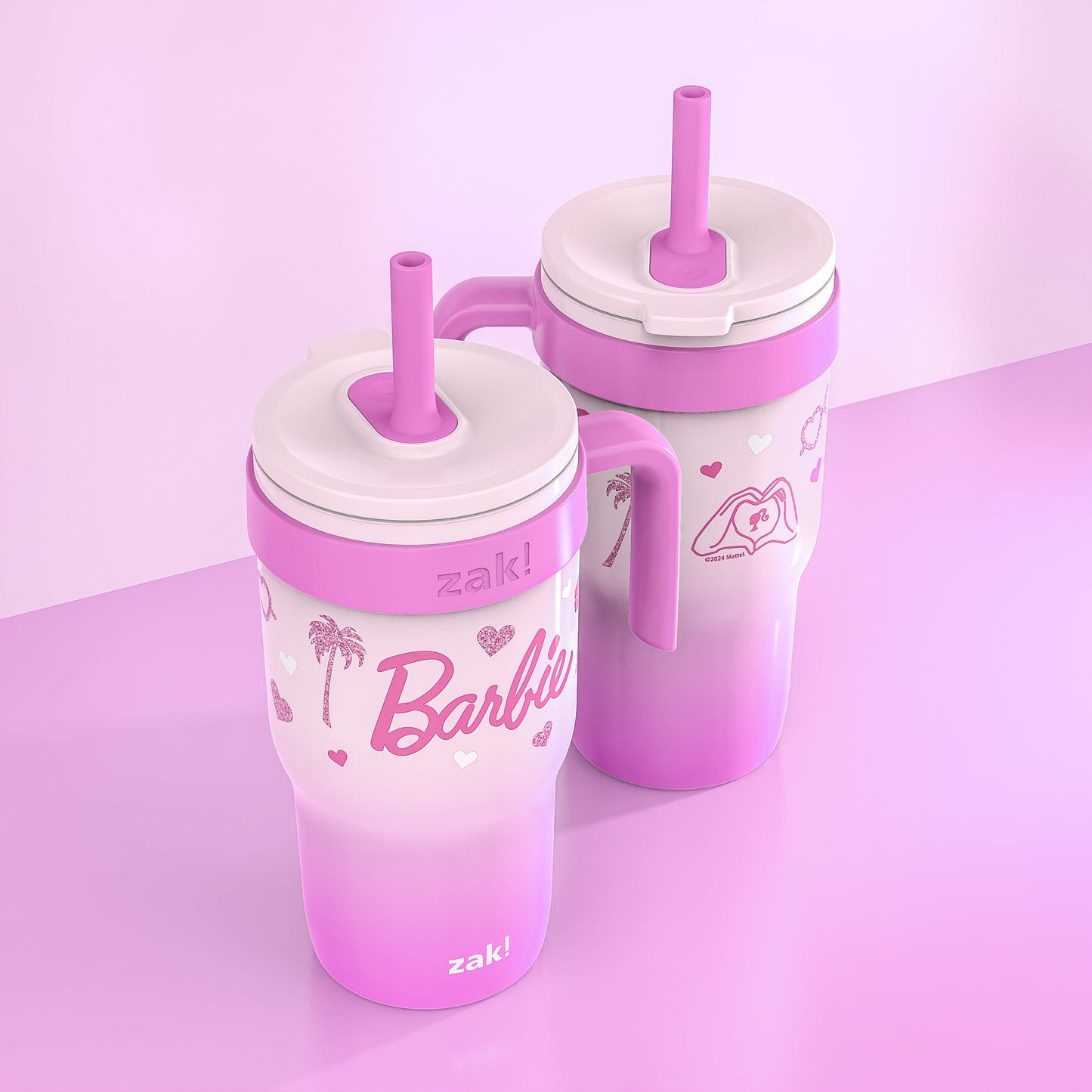 18Oz Barbie Kids Straw Handle Tumbler, Stainless Steel Vacuum Insulated Cruiser Tumbler with Silicone Straw Utilizing Leak-Proof Valve, Travel Straw Tumbler with Handle